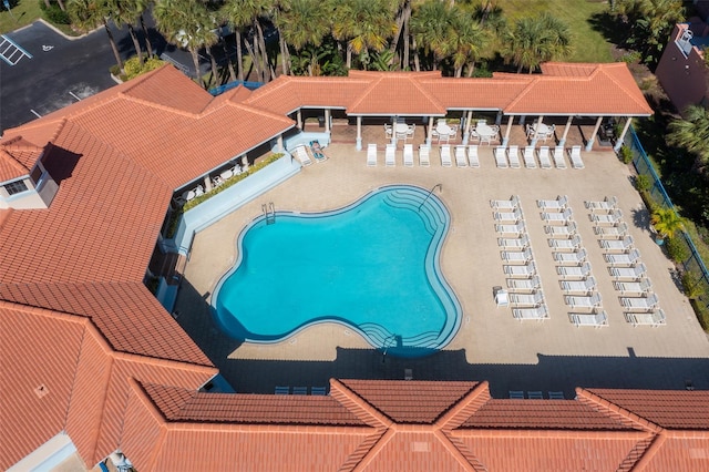 view of swimming pool with a patio area