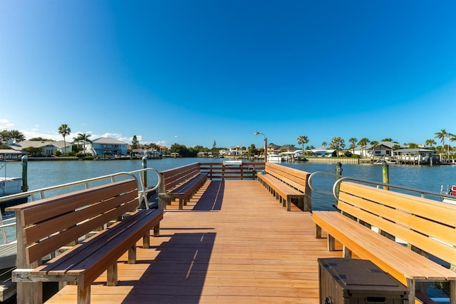 view of dock featuring a water view