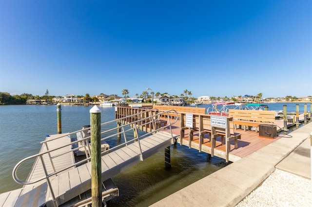 dock area featuring a water view