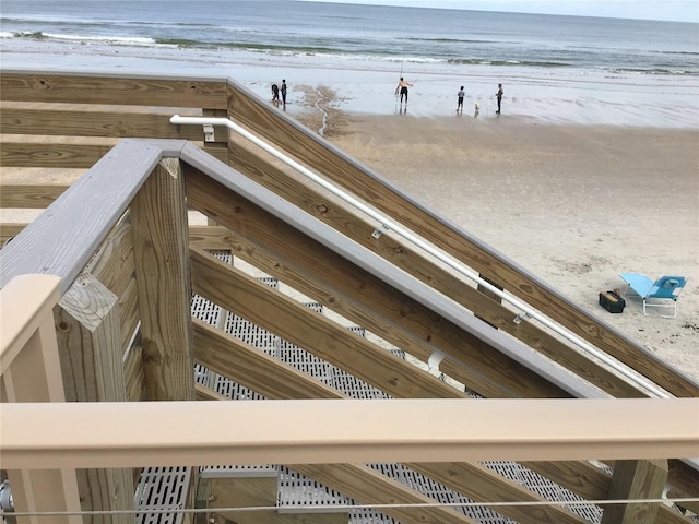 exterior space with a beach view