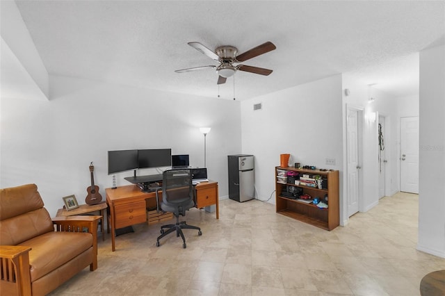 home office with ceiling fan