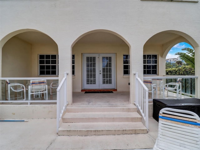 property entrance with french doors