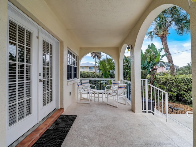 view of patio featuring french doors