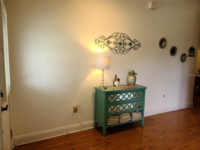 interior space with dark wood-type flooring