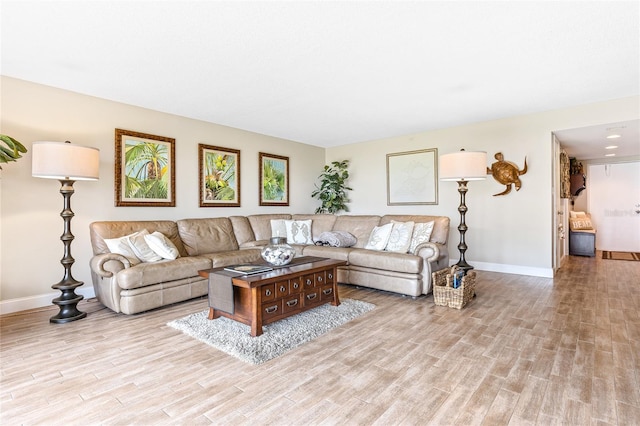 living room featuring light hardwood / wood-style floors