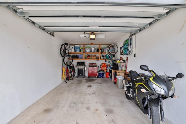 garage with a garage door opener