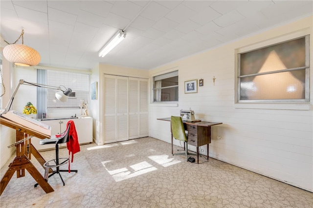 interior space featuring light tile floors