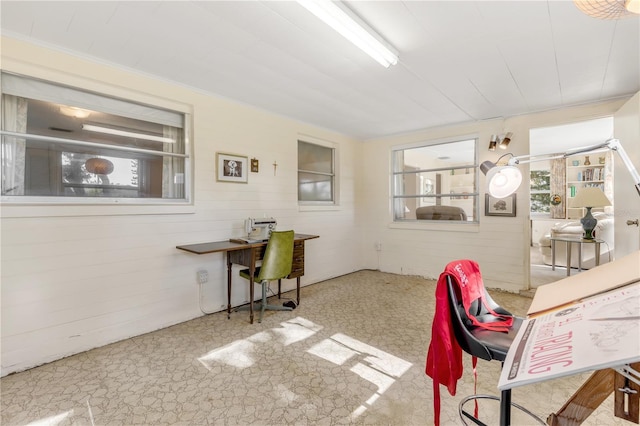 view of carpeted home office