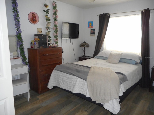 bedroom featuring dark hardwood / wood-style flooring