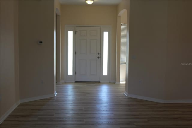 foyer featuring dark wood-type flooring