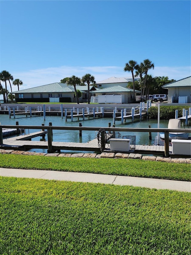 view of dock featuring a water view