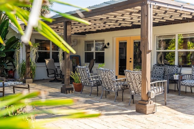 4606 Doris Dr, New Smyrna Beach, FL 32169 - view of patio / terrace with a pergola and french doors