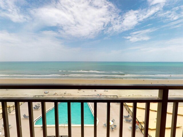 property view of water featuring a view of the beach