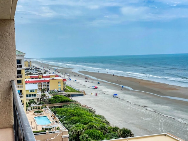 view of water feature featuring a view of the beach