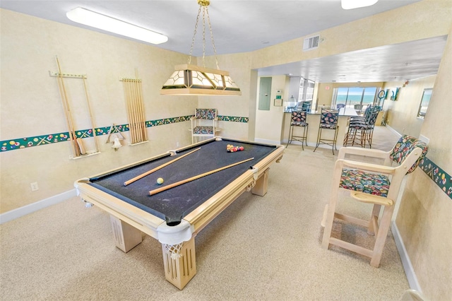 rec room featuring electric panel and pool table