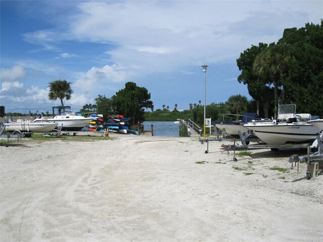 view of street with a water view