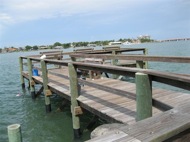 view of dock featuring a water view