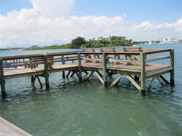 view of dock featuring a water view