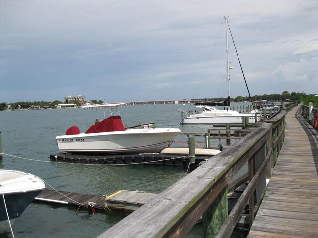 dock area featuring a water view