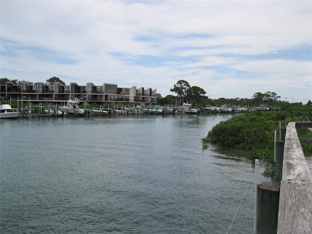 view of water feature featuring a boat dock