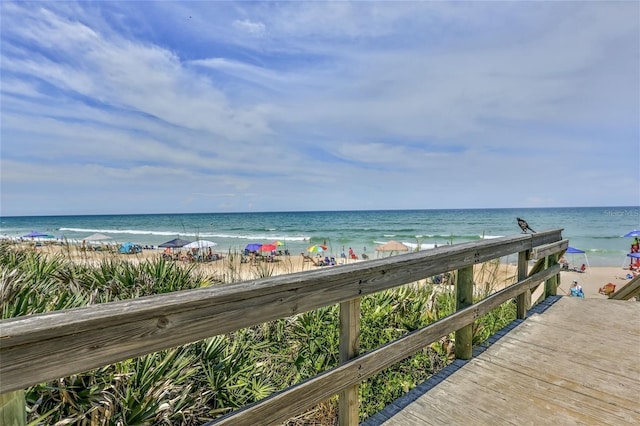 property view of water with a beach view