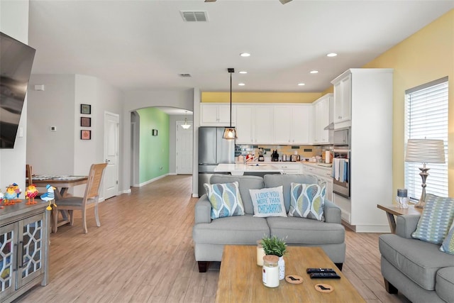 living room featuring light hardwood / wood-style flooring