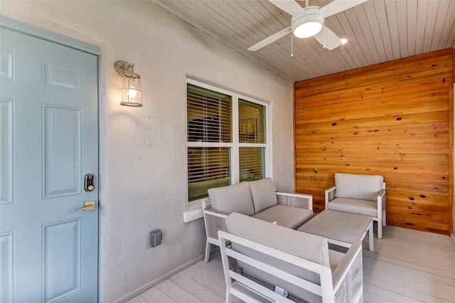 view of patio / terrace with an outdoor hangout area and ceiling fan