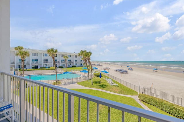 view of water feature with a view of the beach