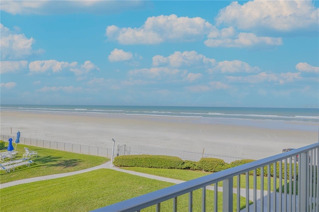 view of water feature featuring a view of the beach