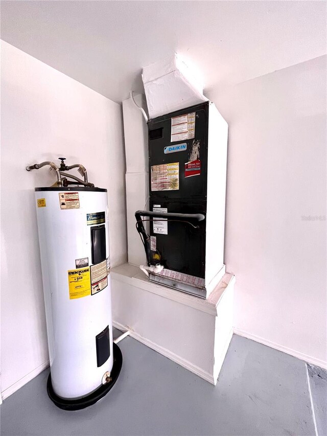 utilities with electric water heater and heating unit