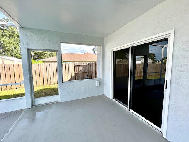 view of unfurnished sunroom