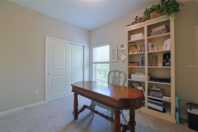 office space featuring light colored carpet