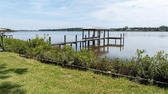 view of dock featuring a water view