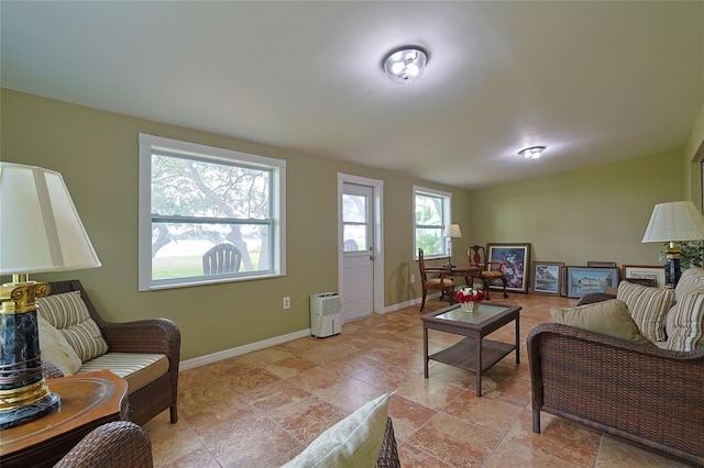 living room with baseboards