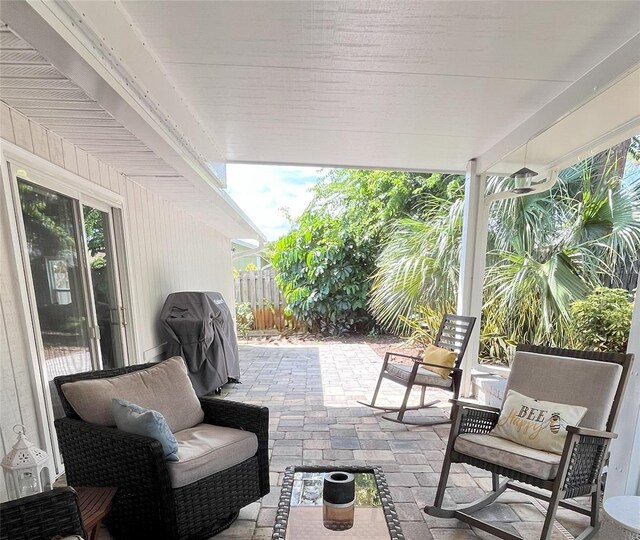 view of patio / terrace featuring a grill