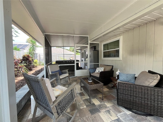 view of patio / terrace featuring an outdoor living space