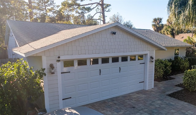 view of detached garage