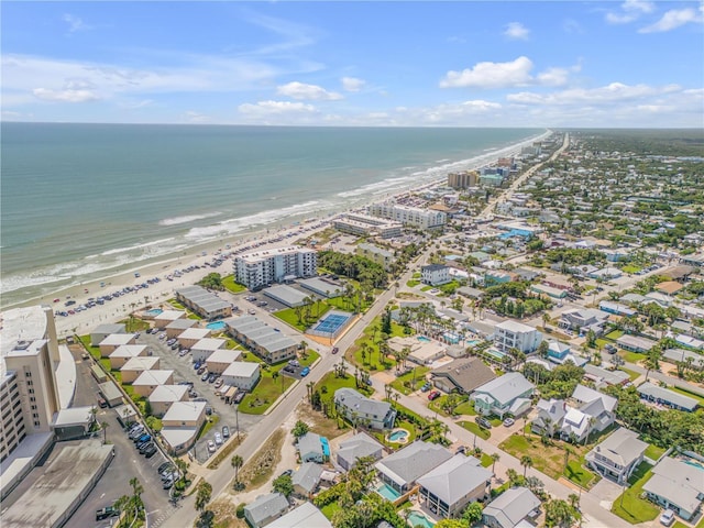 aerial view featuring a beach view and a water view