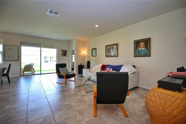 view of tiled living room