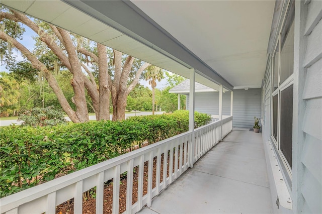 balcony featuring a porch