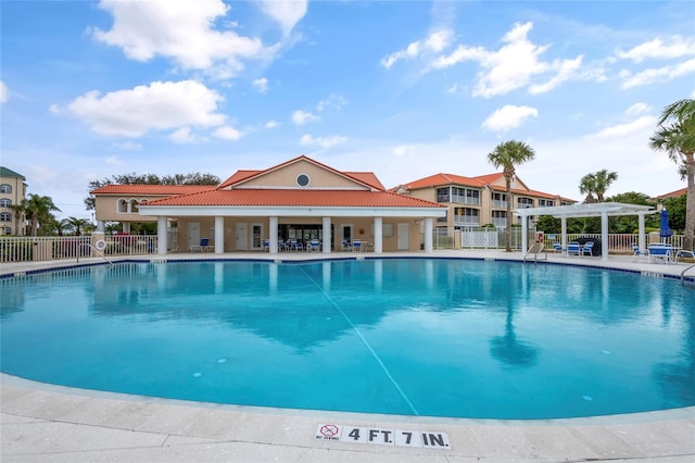 view of pool featuring a patio