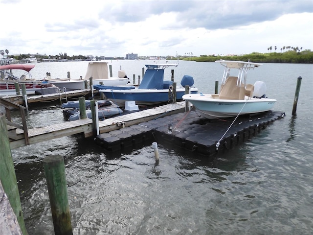 view of dock featuring a water view