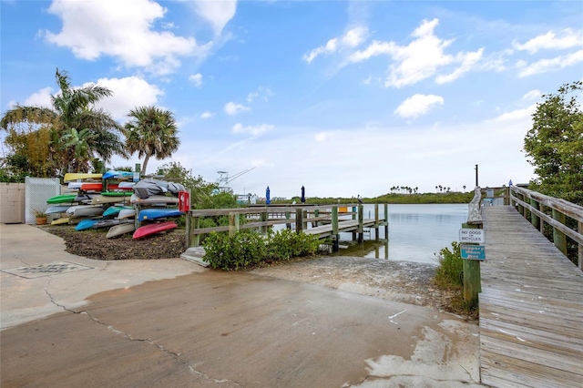 view of dock featuring a water view