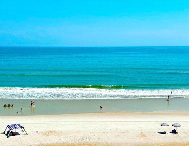 view of water feature featuring a beach view