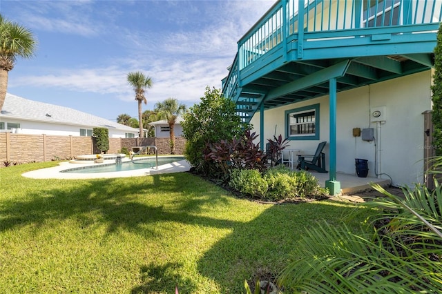 view of yard with a patio, fence private yard, and a fenced in pool