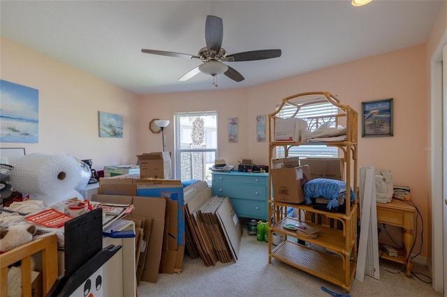 interior space featuring a ceiling fan