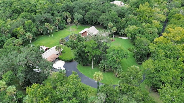 aerial view with a wooded view