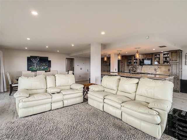 living room featuring light hardwood / wood-style floors