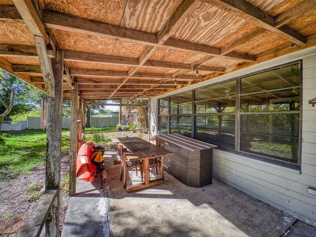 view of patio / terrace with an outbuilding