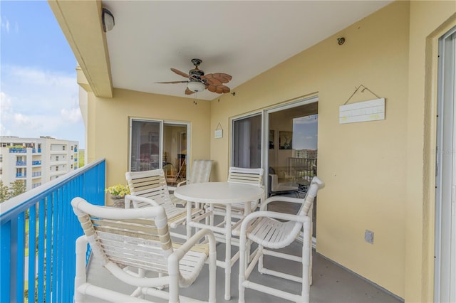 balcony with ceiling fan